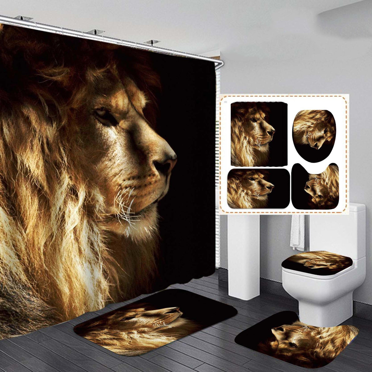 Majestic Lion Shower Curtain - Dramatic Wildlife Decor