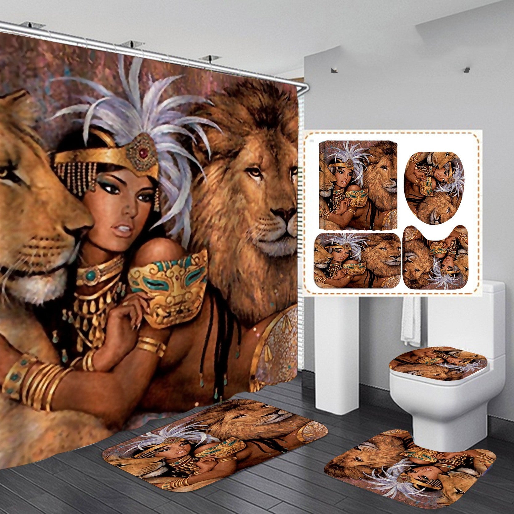 Majestic Lion Shower Curtain - Dramatic Wildlife Decor