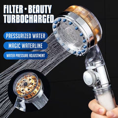 Pressurized Nozzle Turbo Shower Head One - Key Stop Water Saving High Pressure Shower Head Magic Water Line Bathroom Accessor