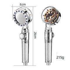 Pressurized Nozzle Turbo Shower Head One - Key Stop Water Saving High Pressure Shower Head Magic Water Line Bathroom Accessor