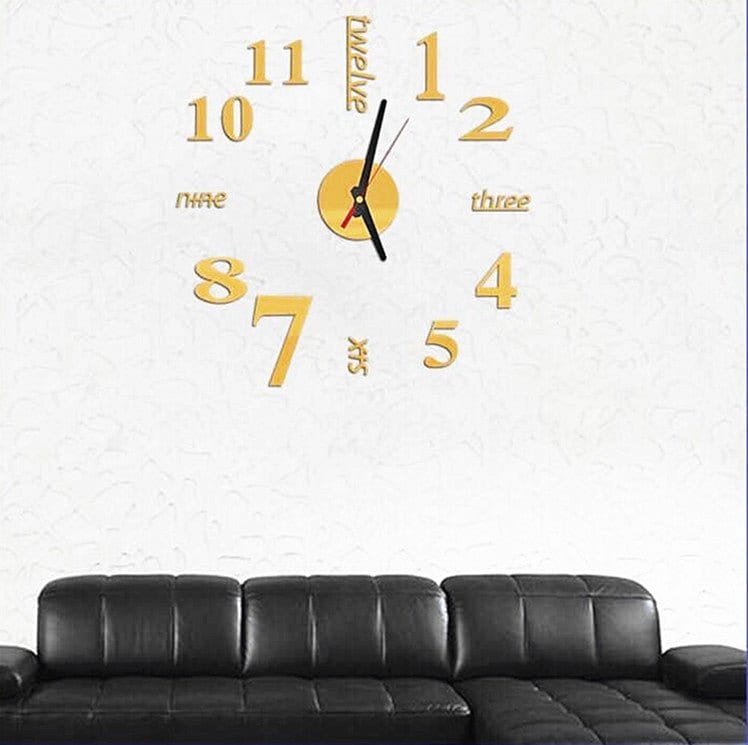 Creative 3D Stereo Mirror Wall Clock DIY Acrylic