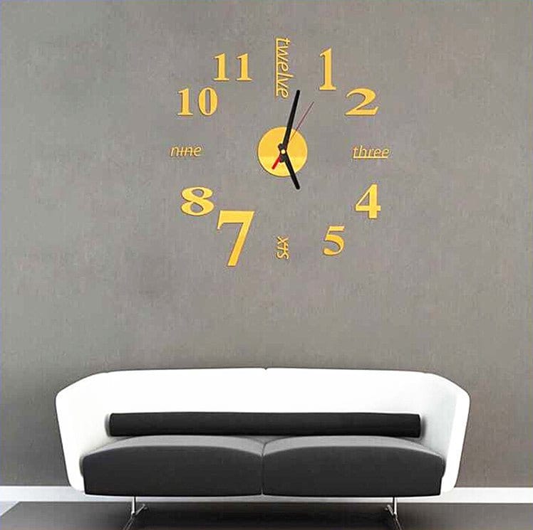 Creative 3D Stereo Mirror Wall Clock DIY Acrylic