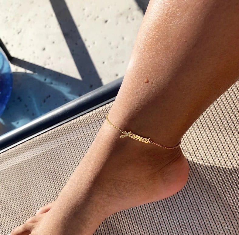 Custom Name Stainless Steel Anklets - Gold Beach Jewelry