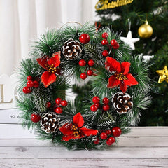 Pinecone Red Berries Christmas Wreath Decoration