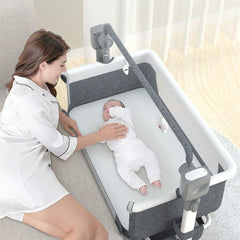 Portable Baby Bed Electric Bassinet Splicing Bed Foldable Newborn Baby