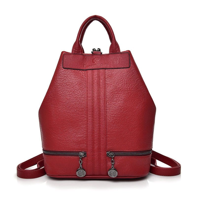 Women's All - Match Soft Leather Cowhide Backpack