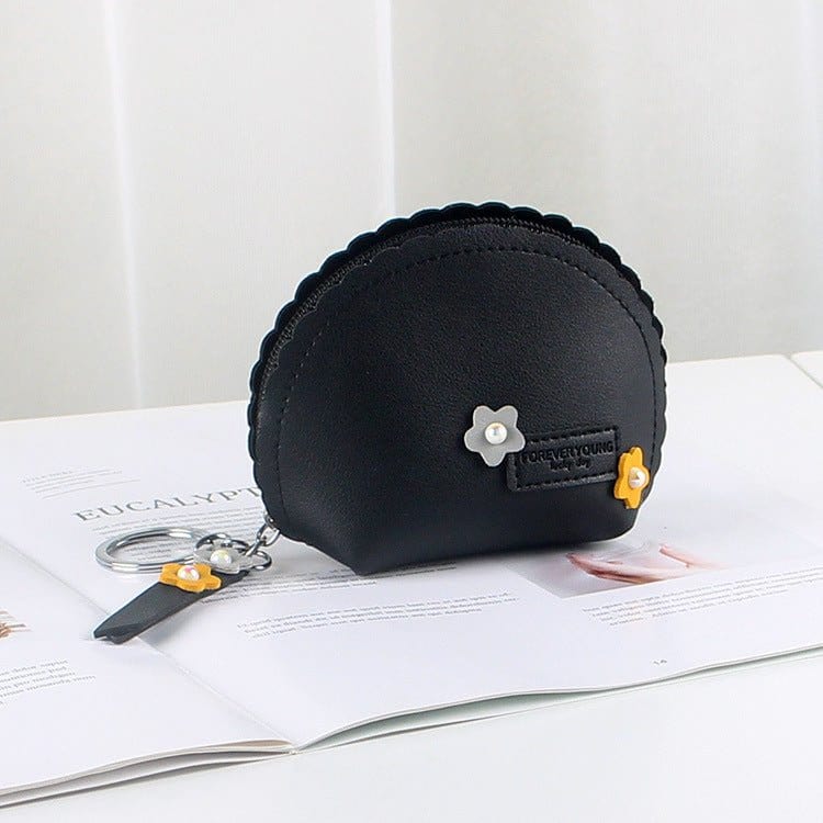 Women's Hand Holding Fan Small And Simple Coin Key Case One - piece Zipper Waterproof Coin Purse