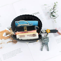 Women's Hand Holding Fan Small And Simple Coin Key Case One - piece Zipper Waterproof Coin Purse