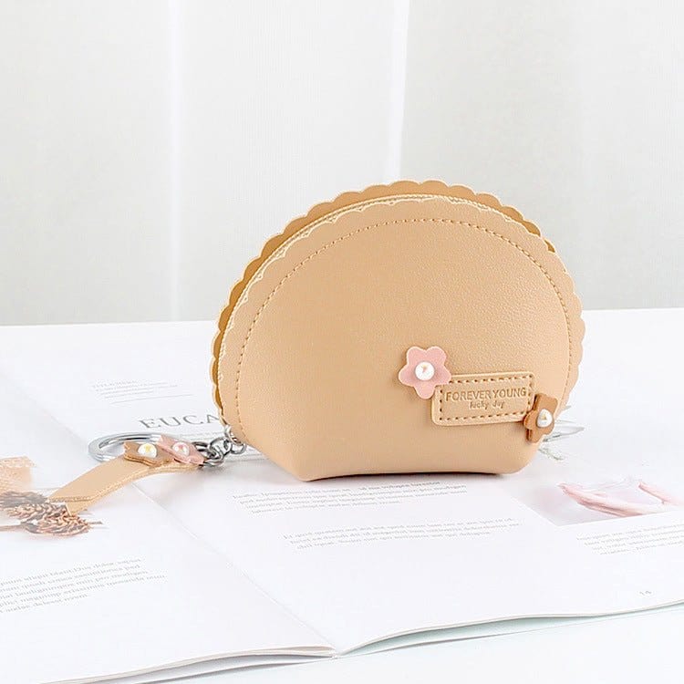 Women's Hand Holding Fan Small And Simple Coin Key Case One - piece Zipper Waterproof Coin Purse